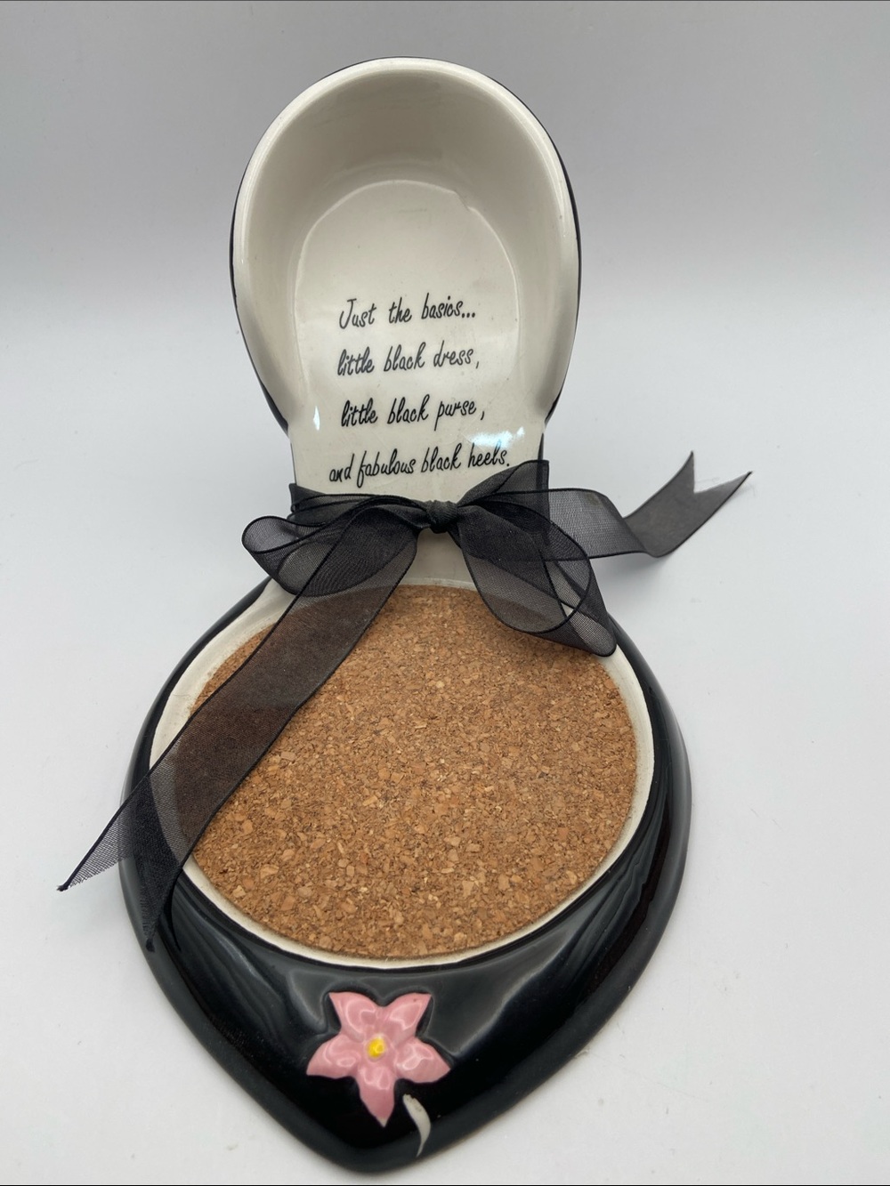 Black White Ceramic High Heel Shoe Coaster Feminine Vintage